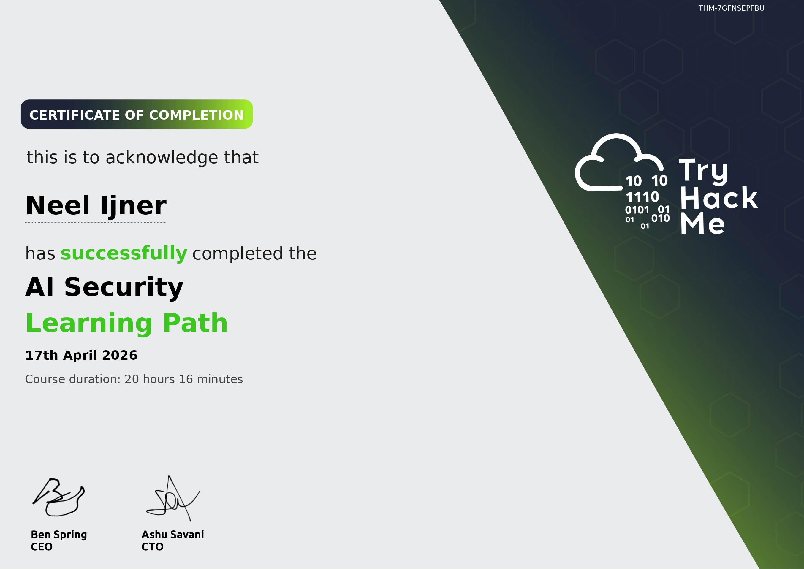 TryHackMe AI Security Certificate