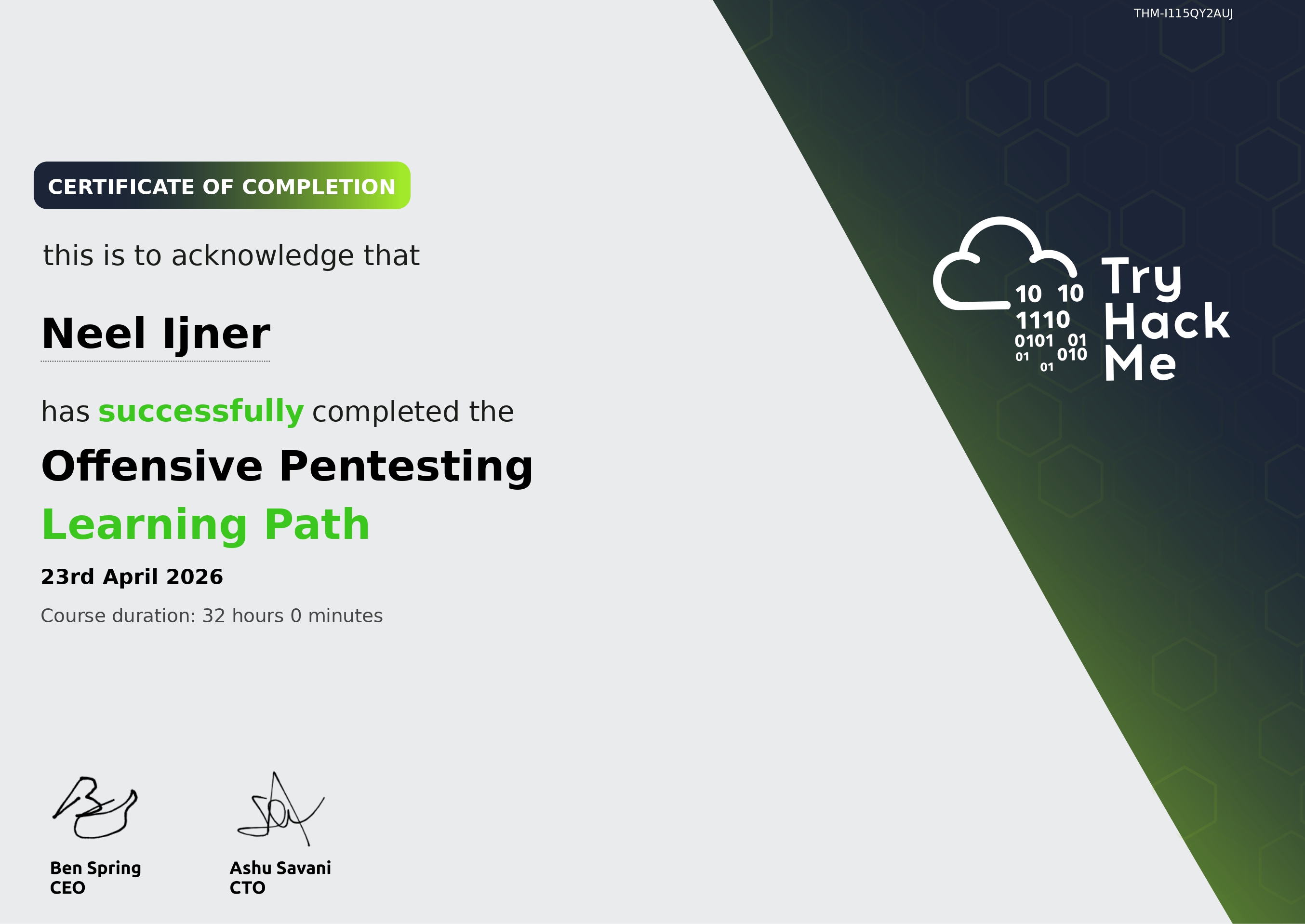 TryHackMe Offensive Pentesting Certificate